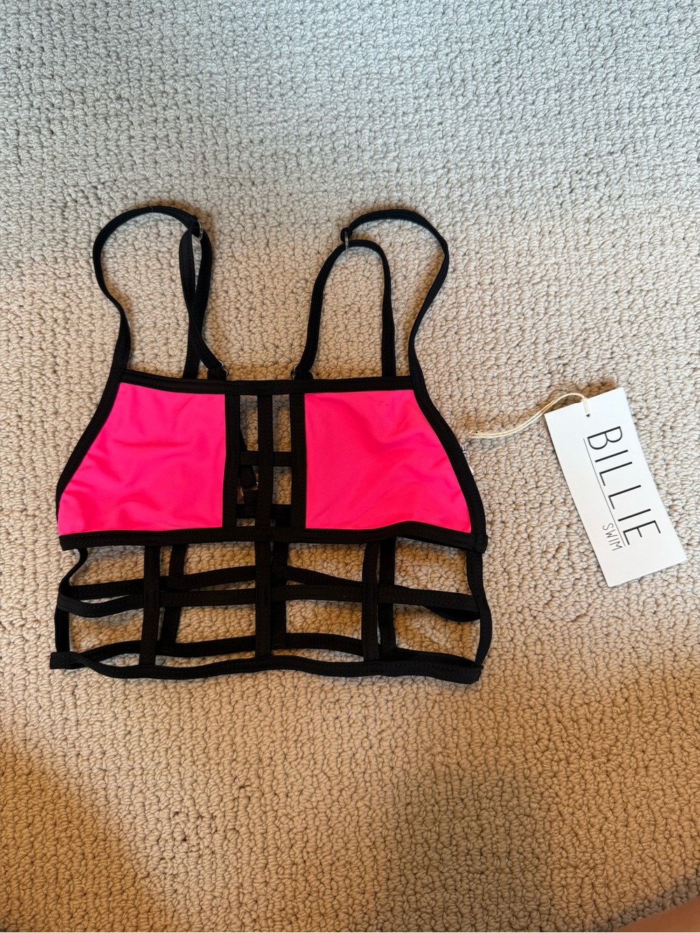 Billie Swim | NWT | Hot Pink Cage Bikini Top | XS